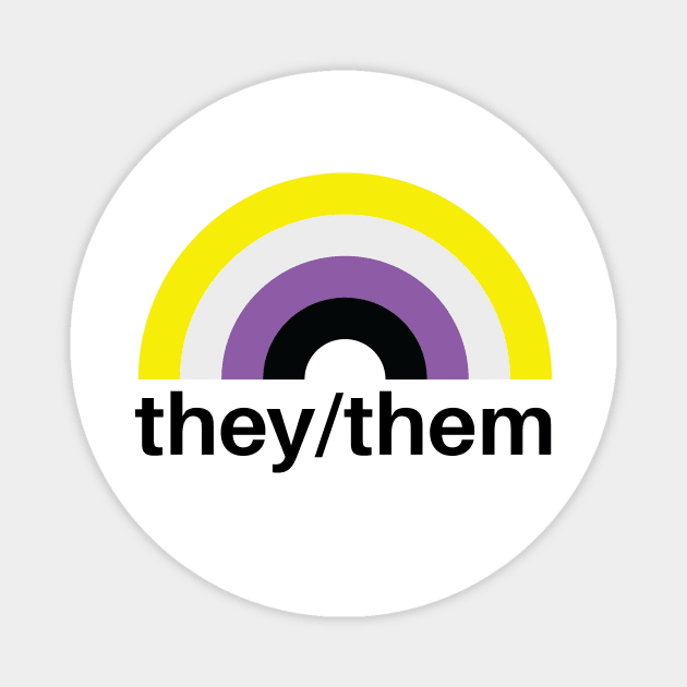 They/Them Pronouns Nonbinary Rainbow Magnet by lavenderhearts